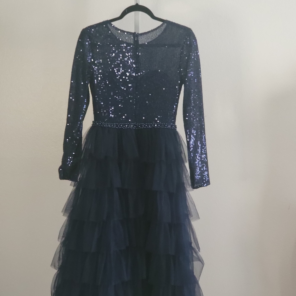 Mac Duggal Navy Sequin Maxi Dress - Picture 2 of 3